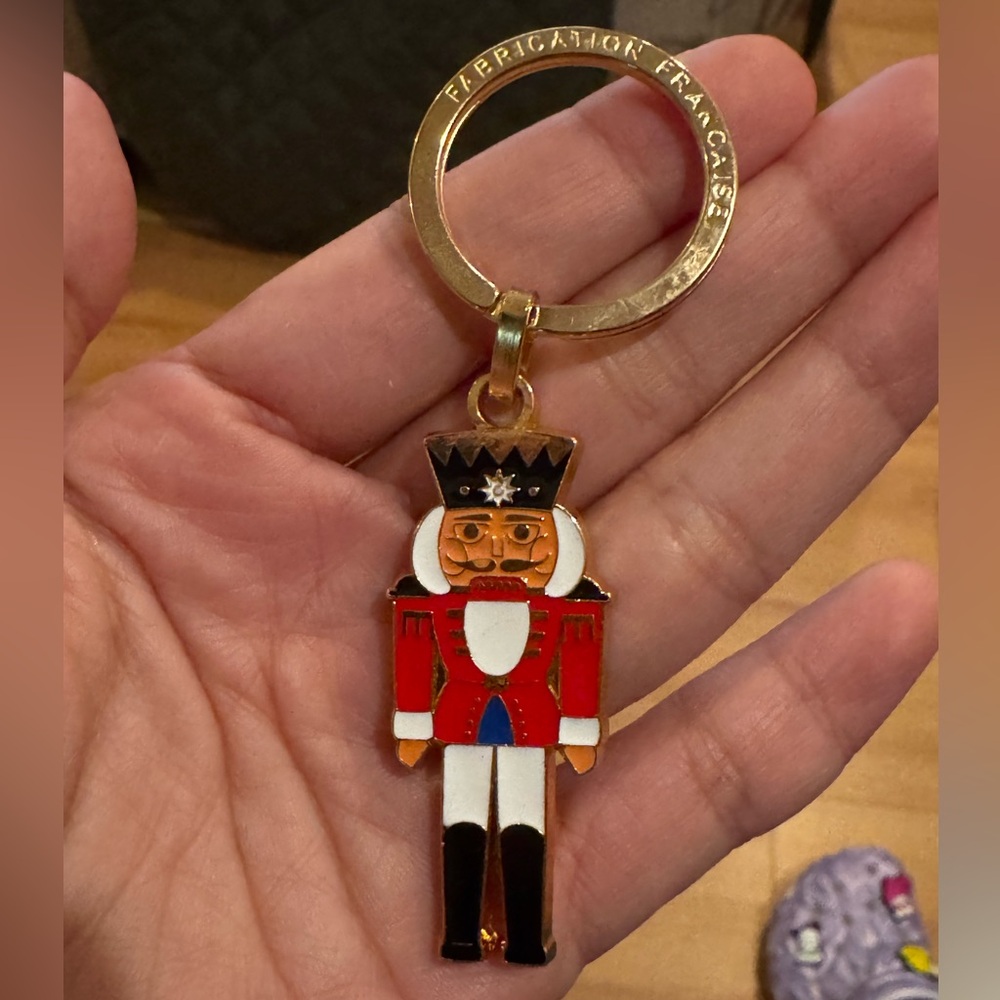 Nutcracker Keychain with Red and Gold Accents
